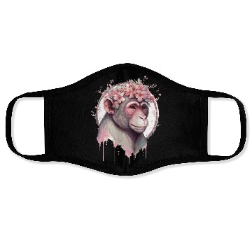 Discover Cute Watercolor Flower Monkey Chinese Zodiac Anima Face Masks