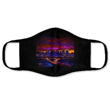 Discover Phoenix Arizonna Skyline Neon Desert Nights Face Masks