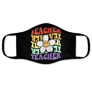 Discover teacher retro sunflower smile face back to school Face Masks
