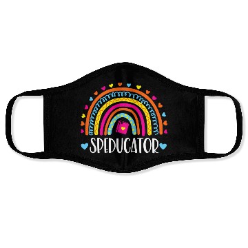 Discover Speducator Rainbow Heart Special Education Teacher Face Masks