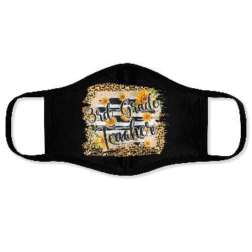 Discover Leopard Sunflower 3rd Grade Teacher First Day Back Face Masks