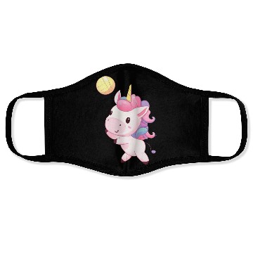 Discover Cute Unicorn Playing Volleyball Face Masks