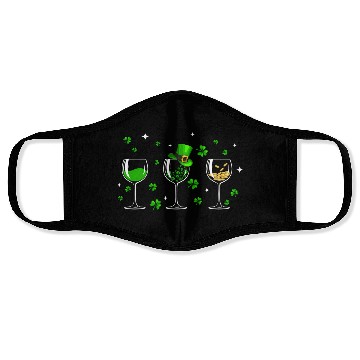 Discover Three Wine Glasses Clover Shamrock St Patrick Day Face Masks