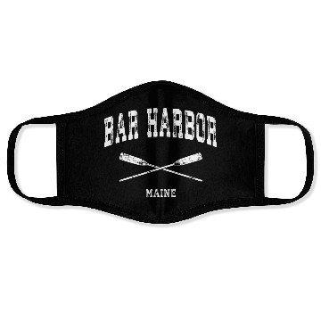 Discover Bar Harbor Maine Nautical Crossed Oars Face Masks