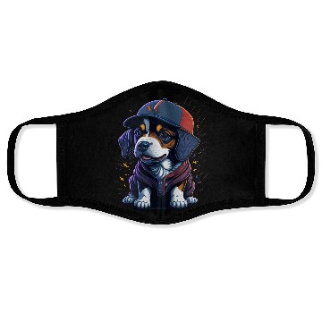 Discover Cute Border Collie Puppy Wearing Baseball Hat Face Masks