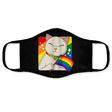Discover Cute Cat Holding LGBTQ Pride Flag Face Masks