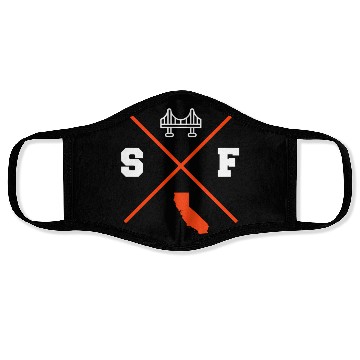 Discover Sf San Francisco California Orange Outline Face Masks