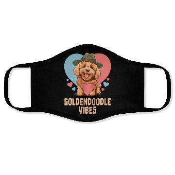 Discover Goldendoodle Vibes Cute Dog Mom Golden Doodle Dog Face Masks