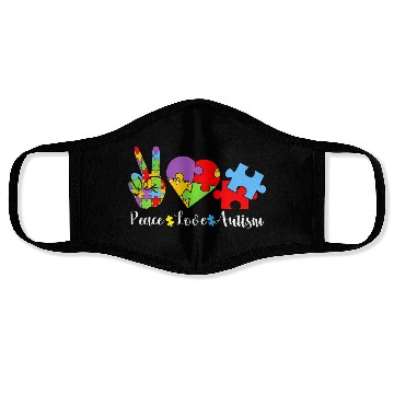 Discover Peace Love Autism Puzzle In April We Wear Blue For Face Masks