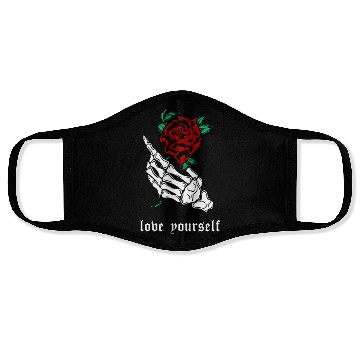 Discover Love Yourself Skeleton Hand Rose Aesthetic Goth Gr Face Masks