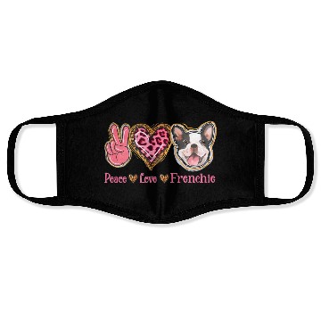 Discover Leopard Peace Love Frenchie Funny Dog Mom Mothers Face Masks