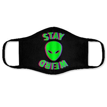 Discover Awesome Stay Weird Alien Face Glitch Ufo Extraterr Face Masks