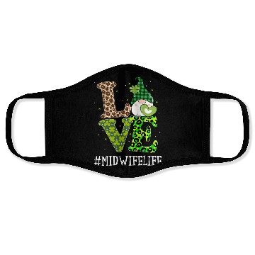 Discover Midwife Love St PatricDay Gnome Leopard Face Masks