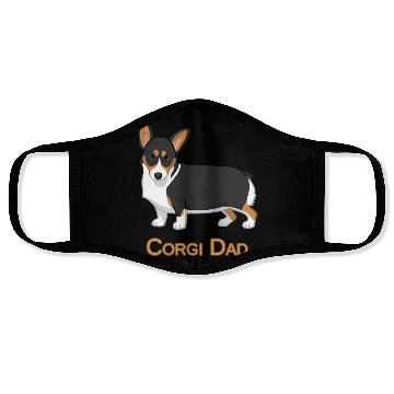 Discover Black Tricolor Pembroke Corgi Dad Dog Face Masks