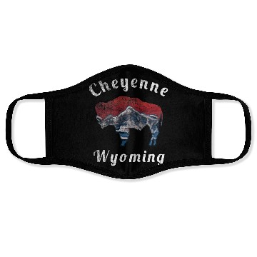 Discover Cheyenne Wyoming With Flag Themed Mountain Scenery Face Masks