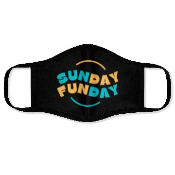 Discover Blue Yellow Sunday Funday Typography 1 Face Masks