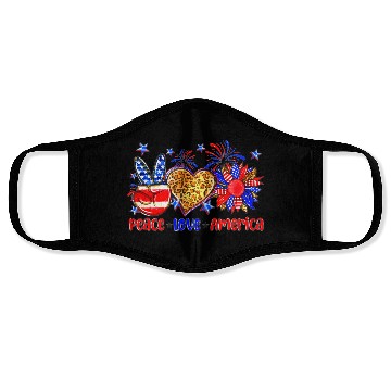 Discover Peace Love America US Flag Fourth Wo 4th Of July P Face Masks