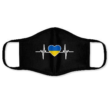 Discover Ukraine Ukraine Flag Heart Beat Ukraine Face Masks