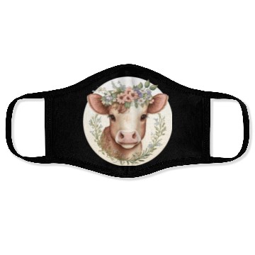 Discover Cottagecore Cute Baby Cow Calf Floral Farm Animal Face Masks
