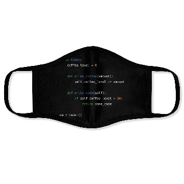 Discover Coffee loving, object oriented python programmer Face Masks