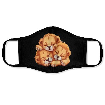 Discover Sleeping lion cubs Face Masks
