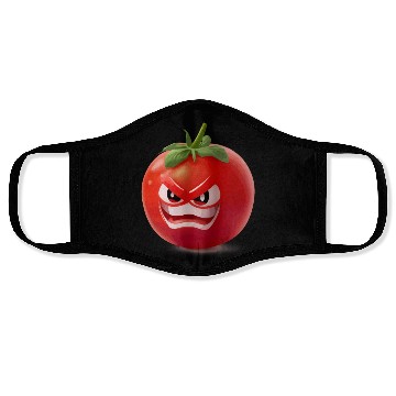 Discover A realistic tomato with angry face cartoon style Face Masks