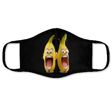 Discover A realistic two bananas with angry face screaming Face Masks