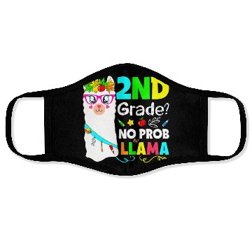 Discover No Prob-Llama 2nd Grade Squad Back To School Teach Face Masks