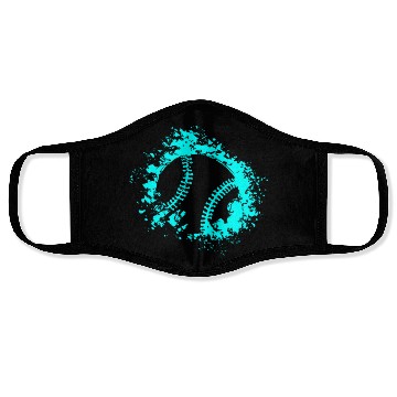 Discover Softball Distressed Ball Teal Black Face Masks