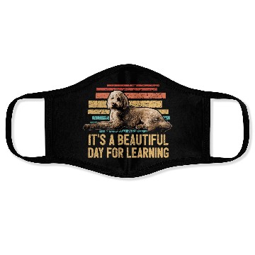 Discover Beautiful Day For Learning Goldendoodle Dog Retro Face Masks
