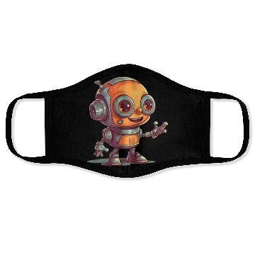 Discover Cute waving robot illustration technology friendly Face Masks