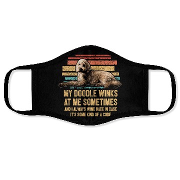 Discover My Doodle Winks At Me Funny Goldendoodle Dog Face Masks