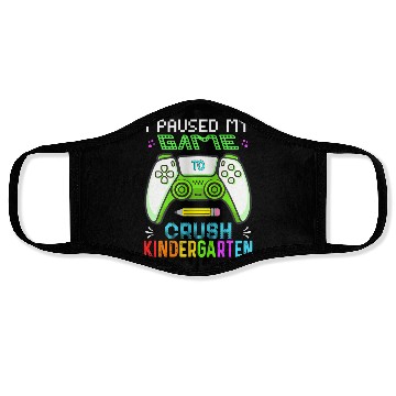 Discover Kindergarten gamer first day back to school gaming Face Masks