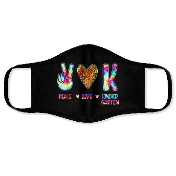 Discover Peace Love Kindergarten Squad Back to School Face Masks
