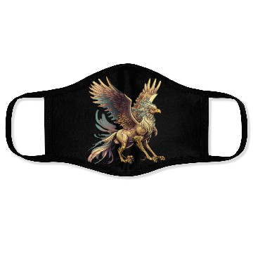 Discover Whimsical Fantasy Cartoon Griffin Design Face Masks