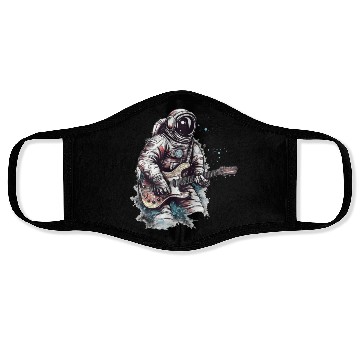 Discover Astronaut playing guitar in space Face Masks