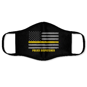 Discover Police Dispatcher - Thin Gold Line Flag Face Masks