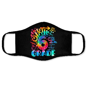 Discover Tie Dye Back To School Teacher 6th Grade First Day Face Masks