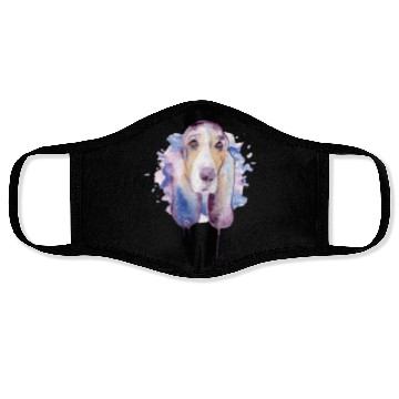 Discover Basset Hound Watercolor Dog Lover Basset Hound Face Masks