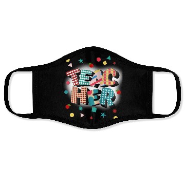 Discover Teacher typography Face Masks