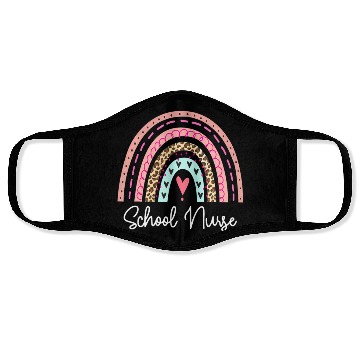 Discover School Nurse Rainbow Leopard Back To School Apprec Face Masks