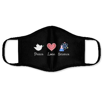 Discover Peace Love & Science Heart Leopard Plaid Christmas Face Masks