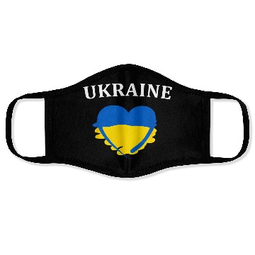 Discover Ukrainian Flag Heart Ukraine Face Masks