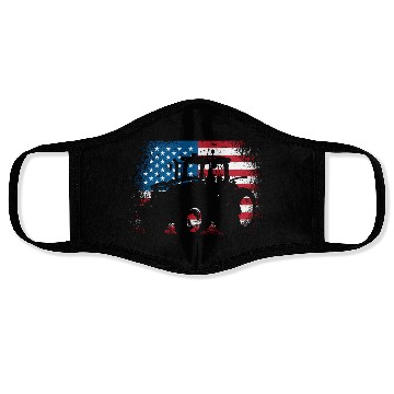 Discover Tractor Usa Flag For Patriotic Farmer Face Masks
