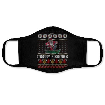 Discover Merry Fishmas Ugly Face Masks