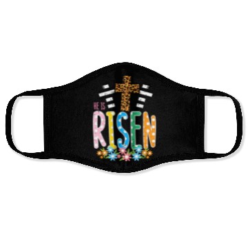 Discover He Is Risen Leopard Cross Easter Jesus Religious Face Masks