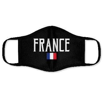 Discover France Flag White Text Face Masks