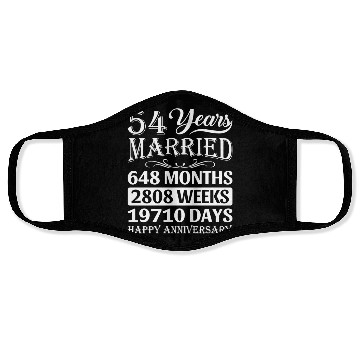 Discover 54 Years Married - Happy 54Th Wedding Anniversary Face Masks