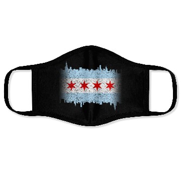 Discover Chicago Flag yline Distressed Face Masks