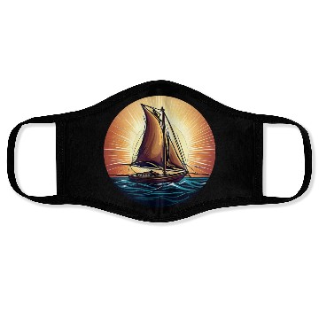 Discover Sailboat in Sunset Face Masks